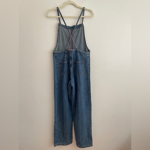Vintage 90s y2k overalls denim jean straight leg square neck utility cargo small - Picture 6 of 16